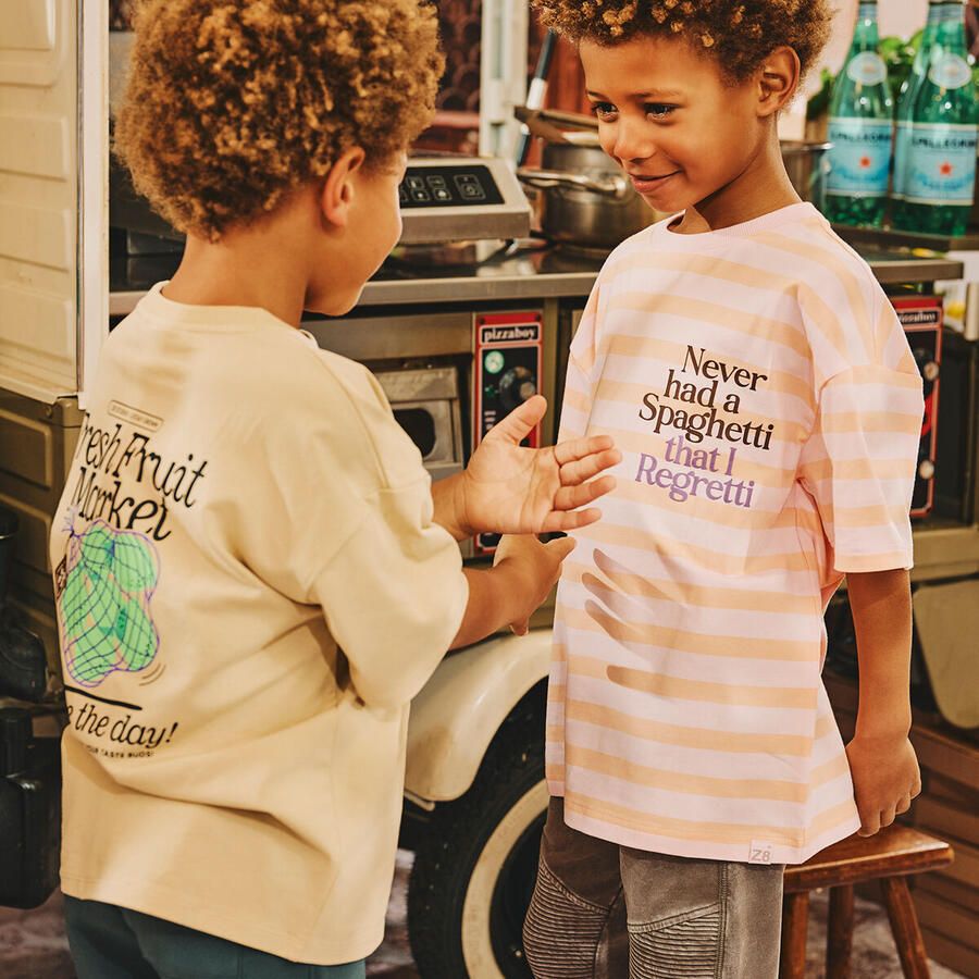 Z8 kids T-shirtr Lucca met streepprint lichtroze lichtoranje