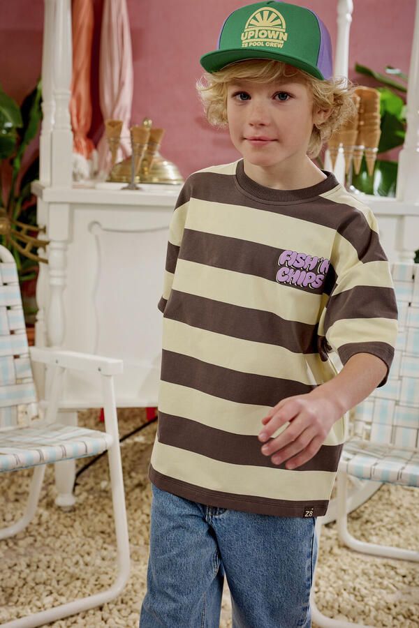 Z8 kids T-shirt Oziah antraciet lichtgeel - Foto 3