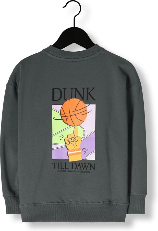 Z8 kids sweater Luka met backprint grijsgroen - Foto 2