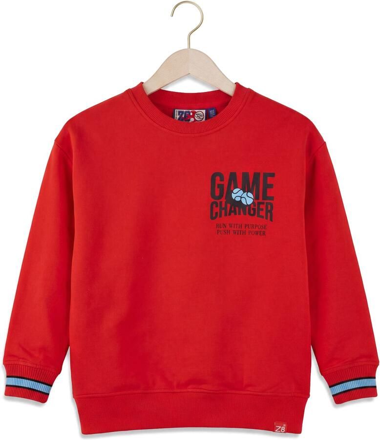 Z8 kids sweater met backprint rood Jongens Stretchkatoen Ronde hals Backprint