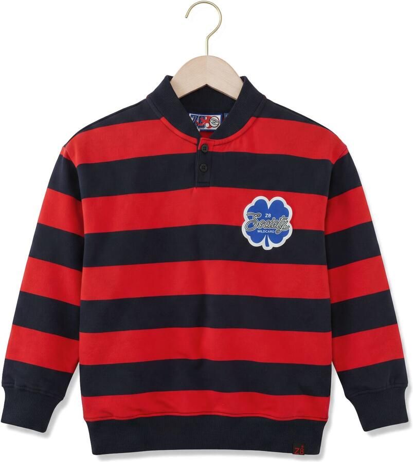 Z8 kids gestreepte sweater marineblauw rood Jongens Stretchkatoen Opstaande kraag