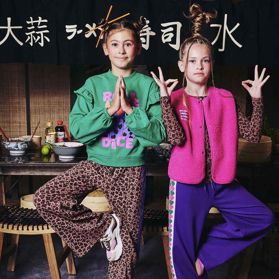 Z8 kids wide leg broek Ameera met panterprint bruin