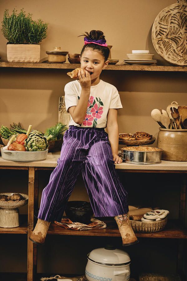 Z8 fluwelen wide leg broek Ceylin paars - Foto 2