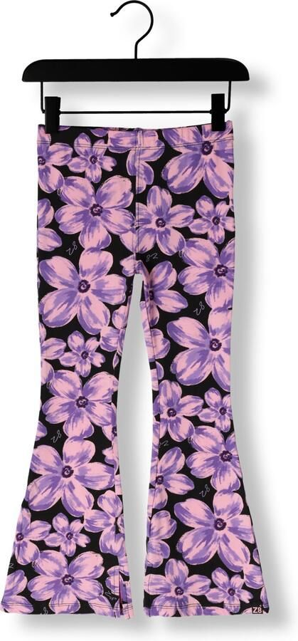 Z8 kids flared broek Malon met bloemenprint lila zwart - Foto 3