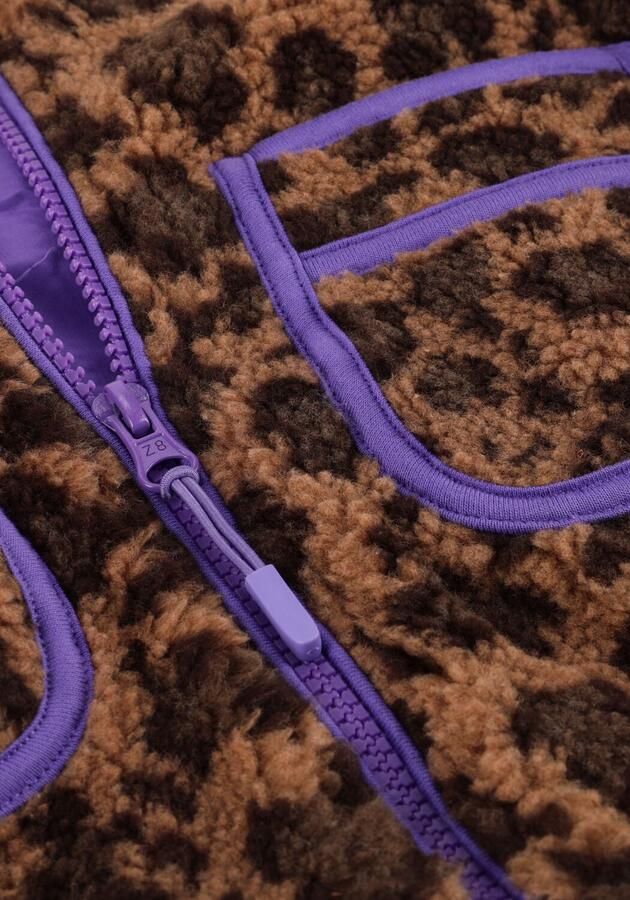 Z8 kids teddy winterjas Marika met panterprint bruin - Foto 2