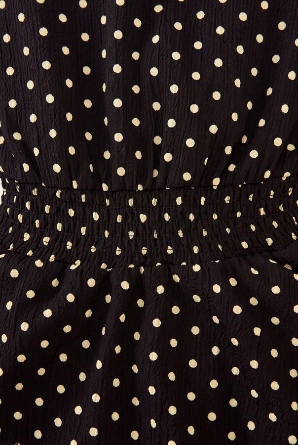 Z8 kids strokenjurk Frieda met stippen donkerbruin wit Meisjes Polyester Ronde hals