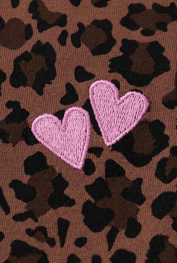 Z8 mini longsleeve met borduursels en panterprint bruin donkerbruin Meisjes Katoen Ronde hals - Foto 2