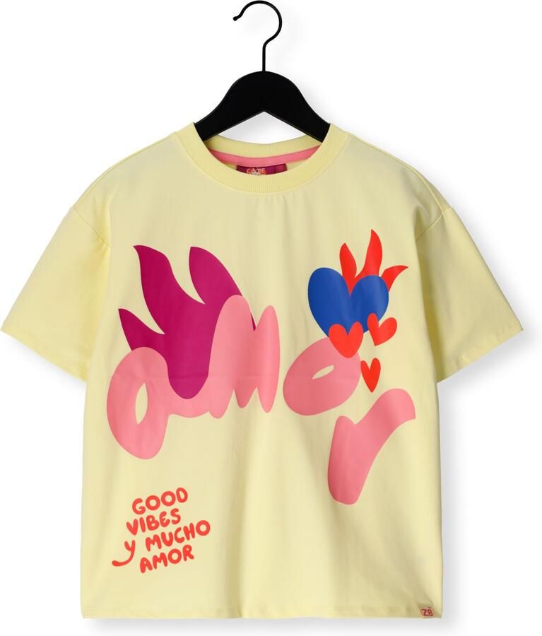 Z8 kids T-shirt Alisha lichtgeel roze paars