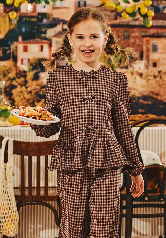 Z8 kids top met strikdetails bruin lila - Foto 2