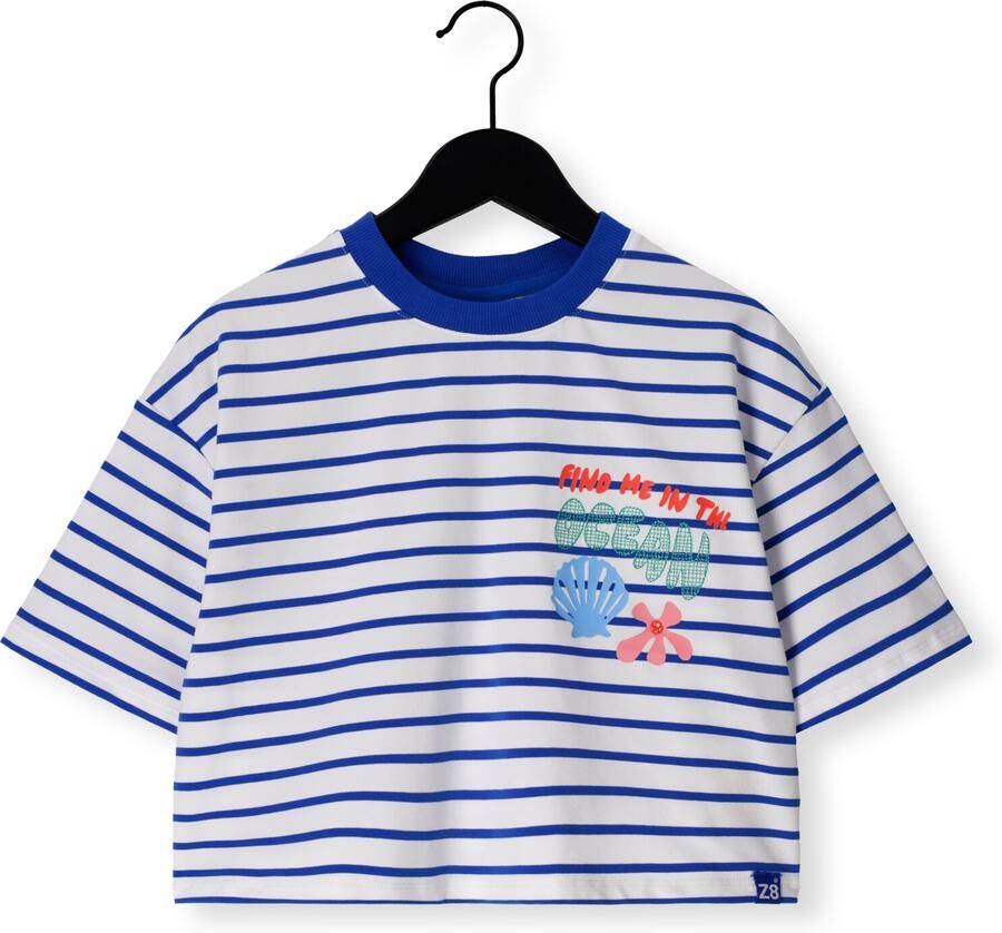 Z8 kids cropped T-shirt Mint blauw wit