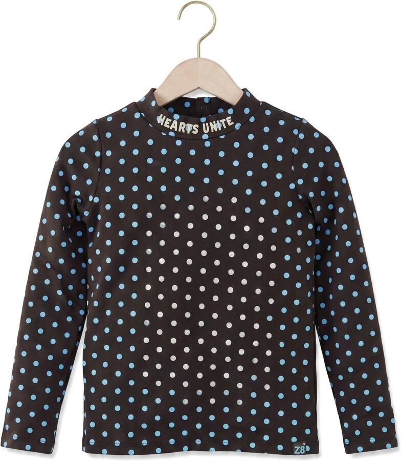 Z8 kids longsleeve Yibbie met stippen donkerbruin blauw