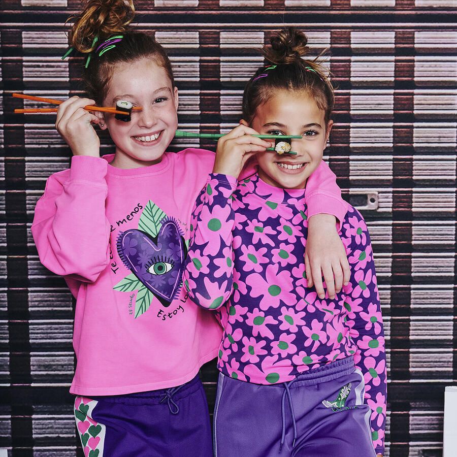 Z8 kids sweater Luma met printopdruk roze