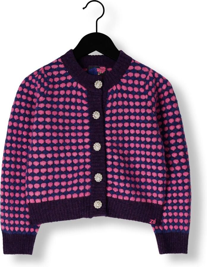 Z8 gebreid vest met all over print paars roze - Foto 3