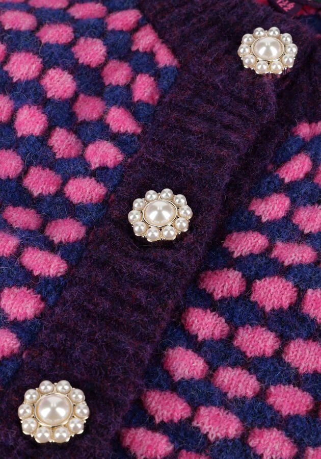 Z8 gebreid vest met all over print paars roze