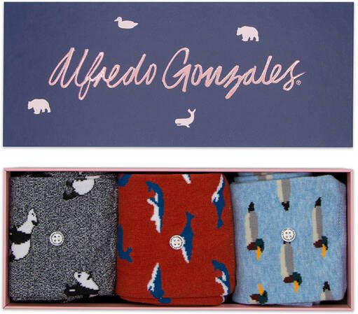 Alfredo Gonzales giftbox sokken set van 3 met dierenprint