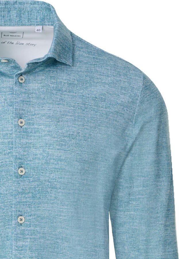Blue Industry gemêleerd regular fit overhemd ocean