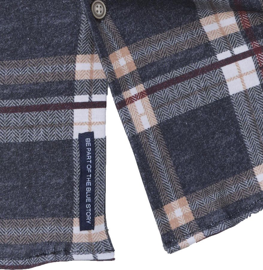 Blue Industry casual overhemd normale fit bruin geruit katoen