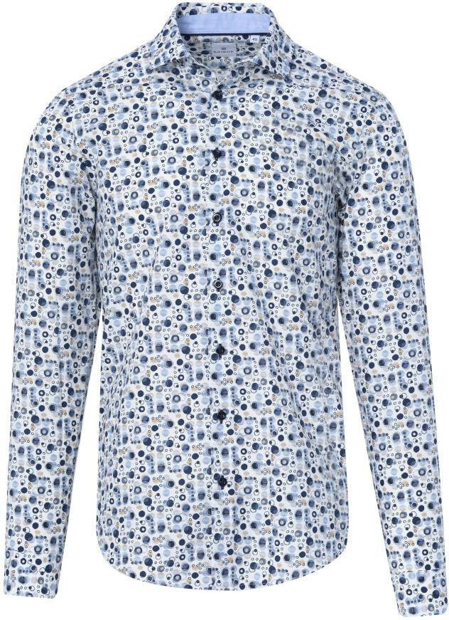 Blue Industry Blauw Casual Bedrukt Katoenen Overhemd Blue Heren - Foto 3