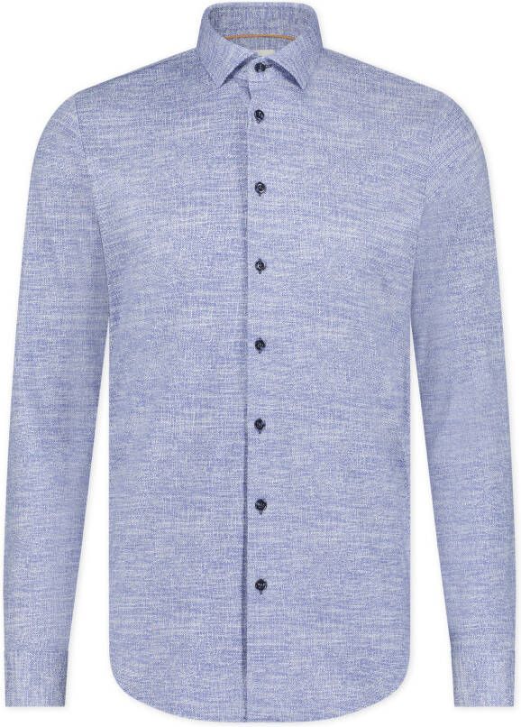 Blue Industry Casual Gebreid Overhemd voor Heren Blauw Heren