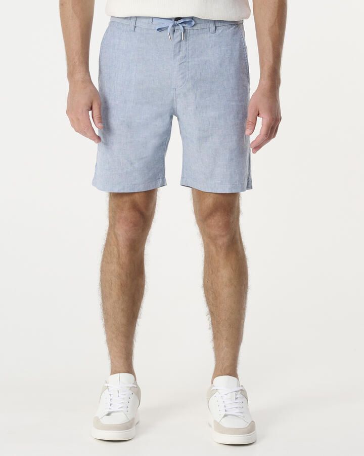 BOSS linnen tapered chino short lichtblauw