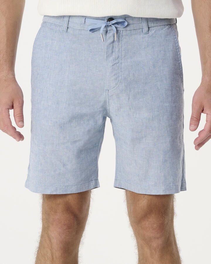 BOSS linnen tapered chino short lichtblauw - Foto 2