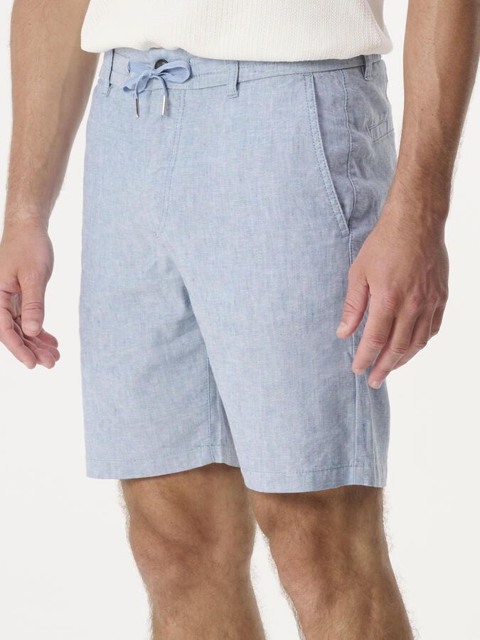 BOSS linnen tapered chino short lichtblauw - Foto 3