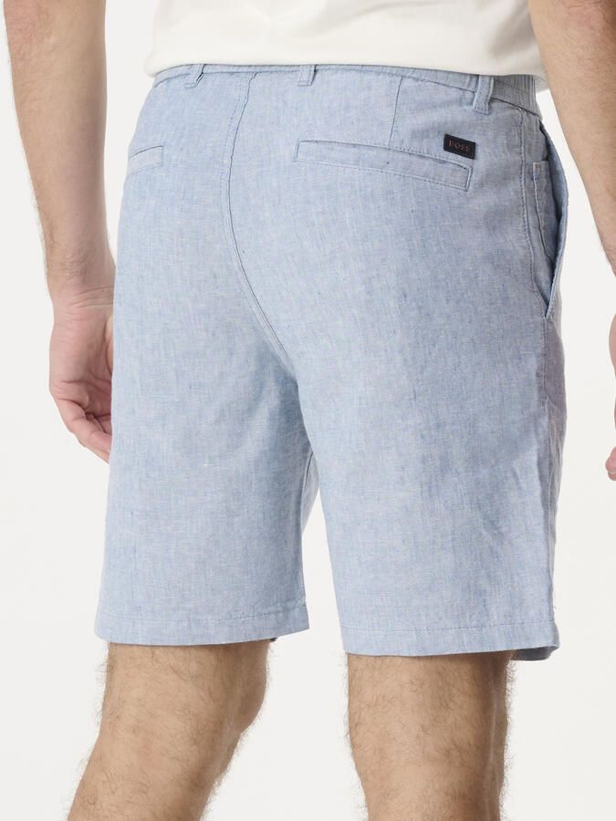 BOSS linnen tapered chino short lichtblauw - Foto 5