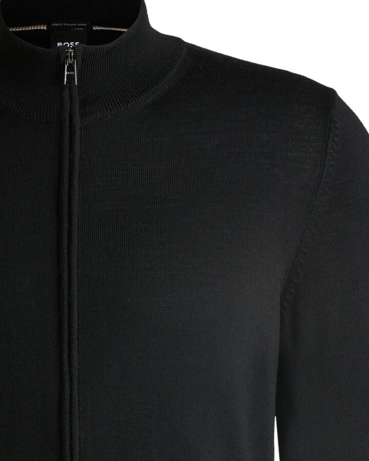 Boss Regular Fit Cardigan made of new wool Zwart Heren