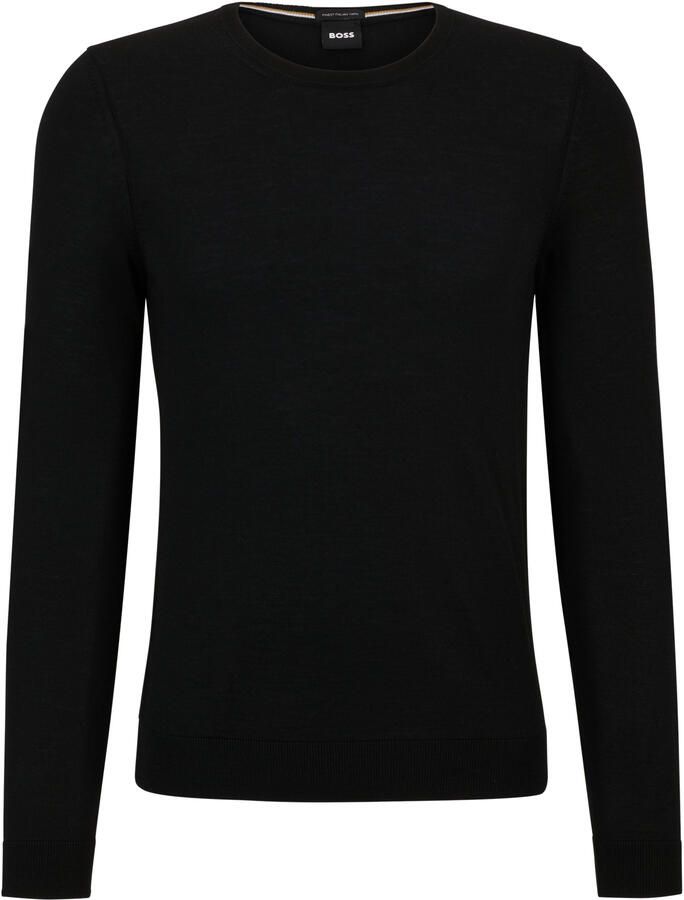 Hugo Boss Elastische Wollen Pullover Slim-Fit Modern Black Heren - Foto 2