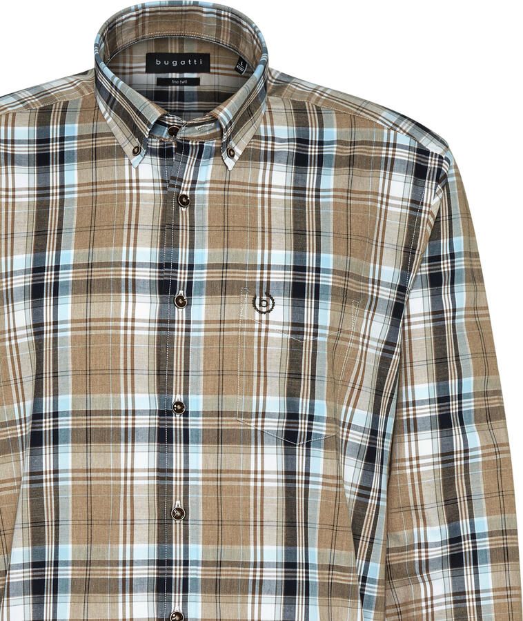 Bugatti Overhemd met lange mouwen met geruit patroon