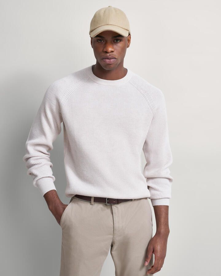 Bugatti Trui met ronde hals met structuur