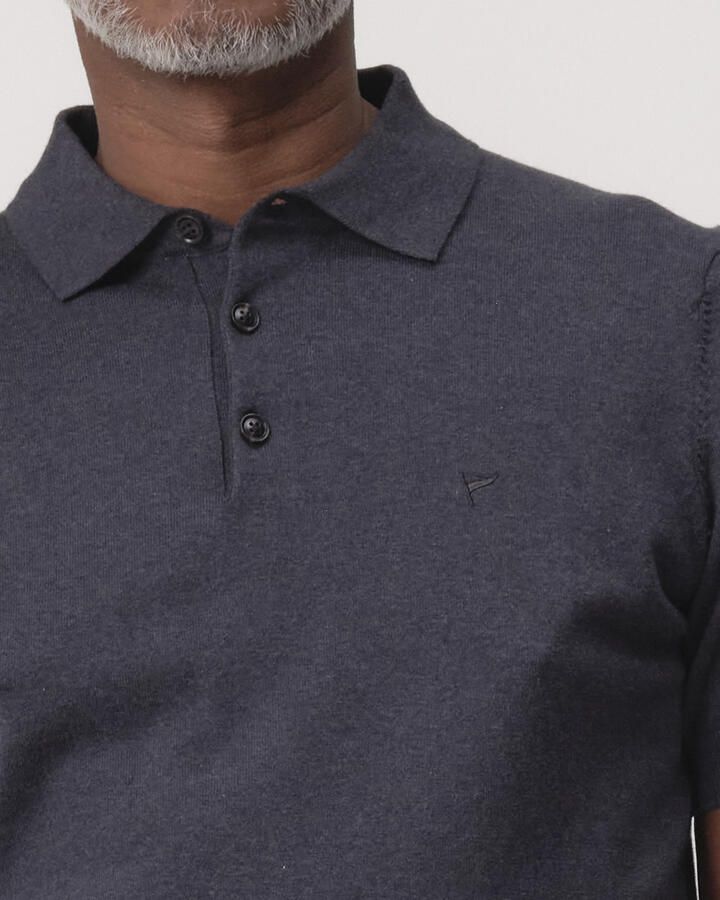 Campbell regular polo fijn gebreid donkerblauw - Foto 5