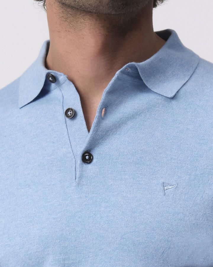Campbell regular polo fijn gebreid lichtblauw - Foto 4