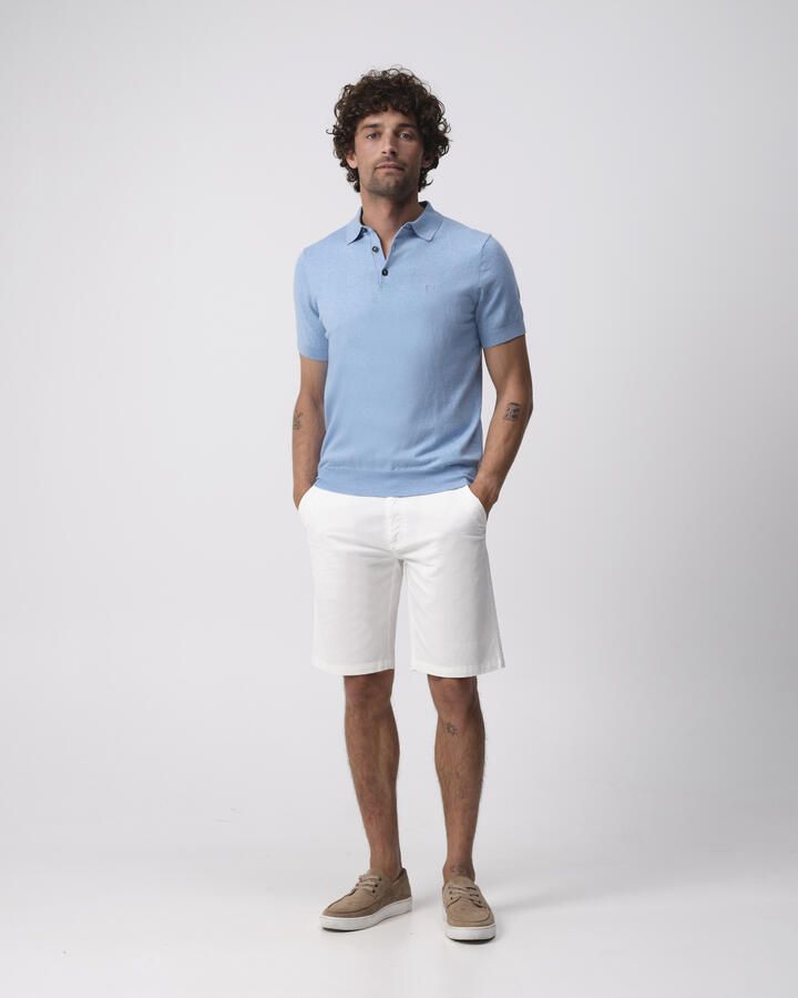 Campbell regular polo fijn gebreid lichtblauw - Foto 5