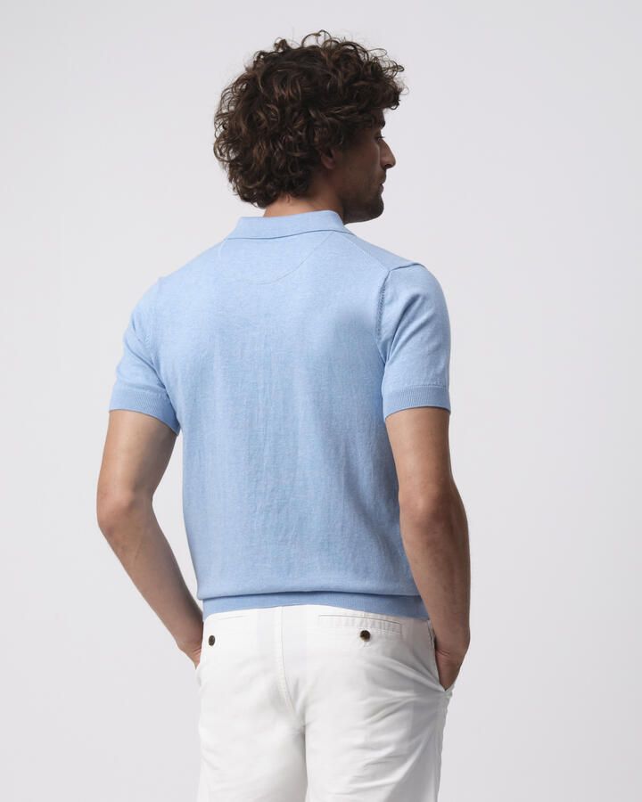 Campbell regular polo fijn gebreid lichtblauw - Foto 7