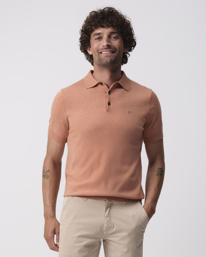 Campbell regular polo fijn gebreid donker terra - Foto 3