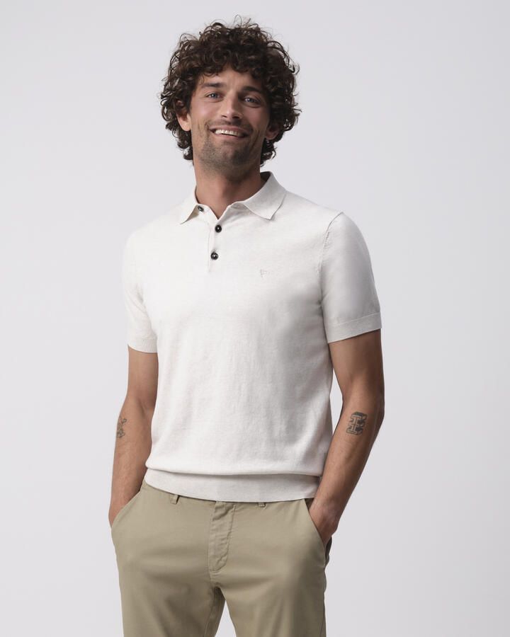 Campbell regular polo fijn gebreid ecru - Foto 3