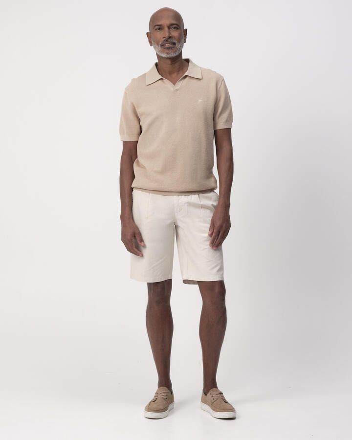 Campbell regular polo met ingebreid patroon beige - Foto 3