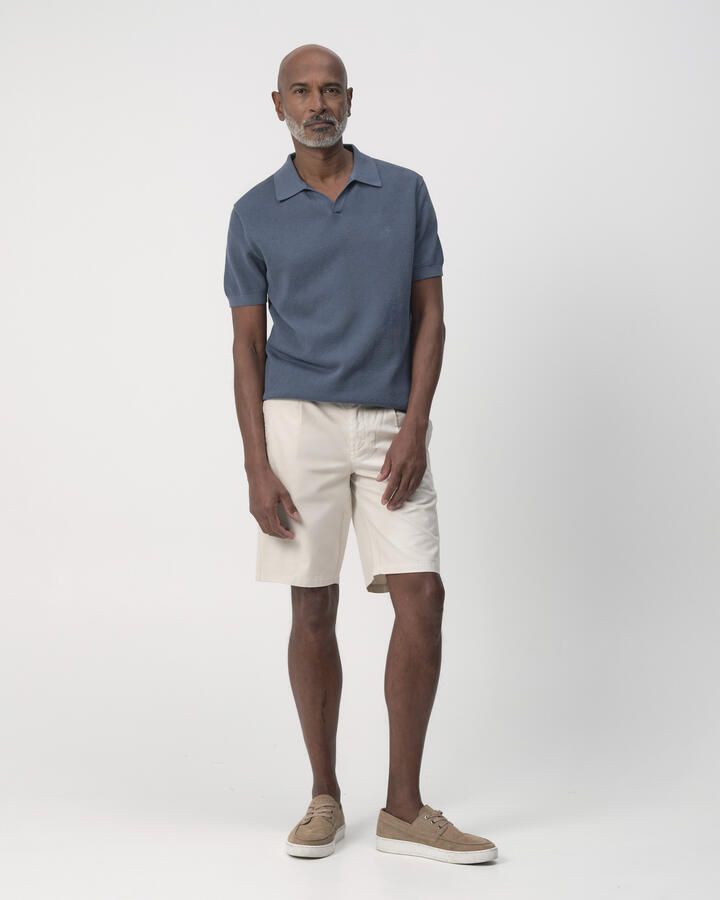 Campbell regular polo met ingebreid patroon blauw - Foto 2