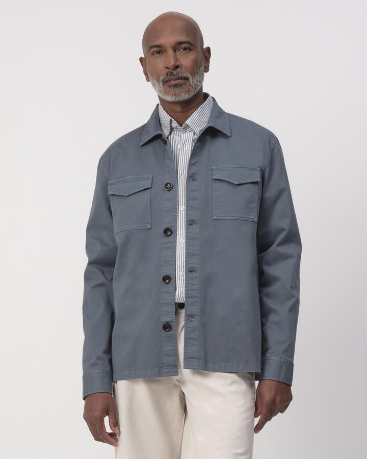 Campbell regular overshirt grijsblauw - Foto 3
