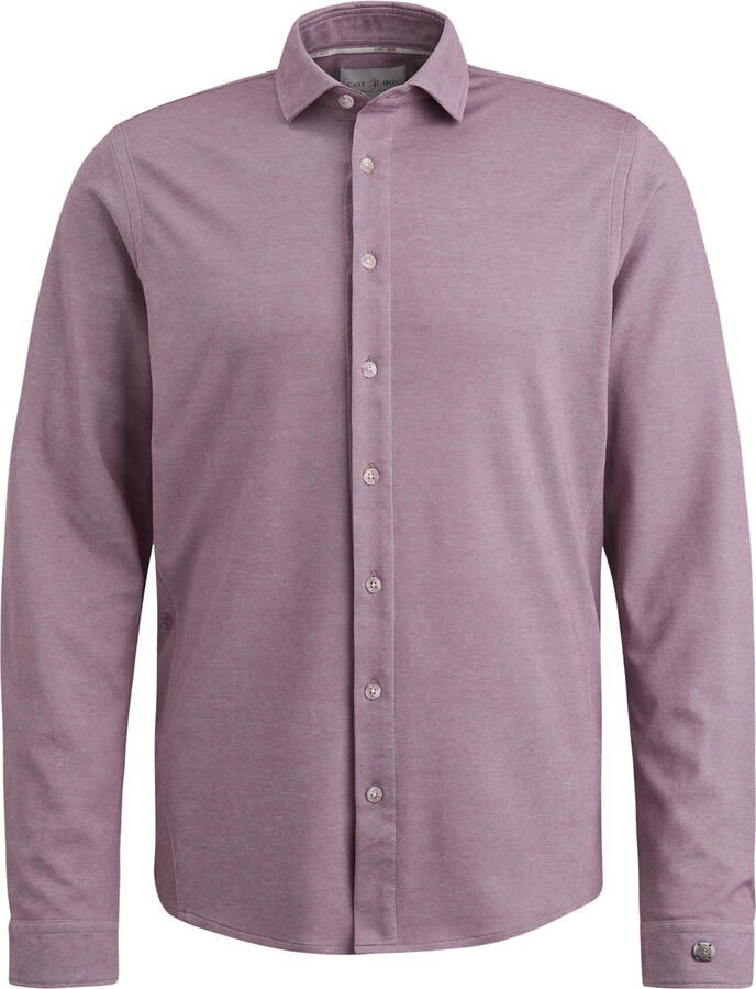 Cast Iron Overhemd Lange Mouw Overhemd Jersey Piqué Mauve