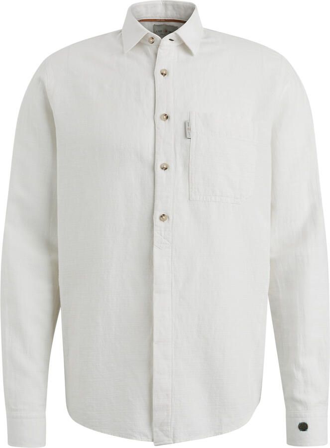 Cast Iron slim fit overhemd van linnen met logo grijs