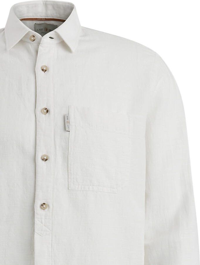 Cast Iron slim fit overhemd van linnen met logo grijs - Foto 2