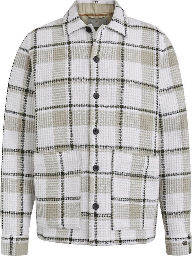 Cast Iron Dobby Check Lange Mouw Overshirt Gray Heren - Foto 5