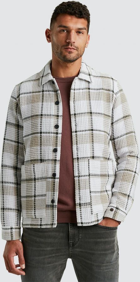 Cast Iron Dobby Check Lange Mouw Overshirt Gray Heren - Foto 3