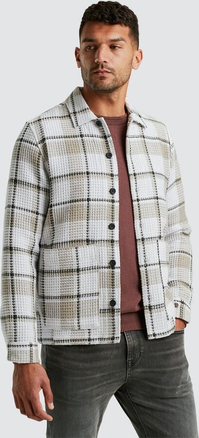 Cast Iron Dobby Check Lange Mouw Overshirt Gray Heren - Foto 4