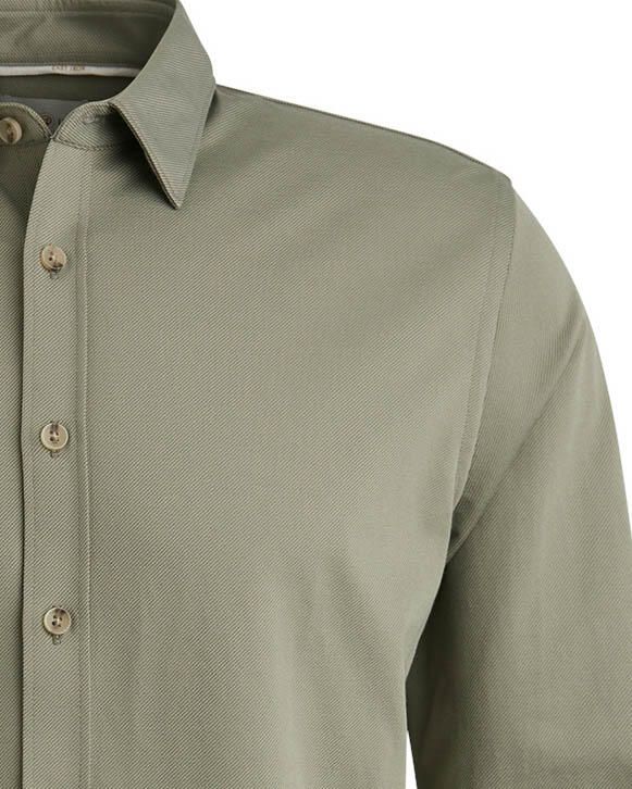 CAST IRON Heren Overhemden Long Sleeve Shirt Twill Jersey 2 Tone Groen