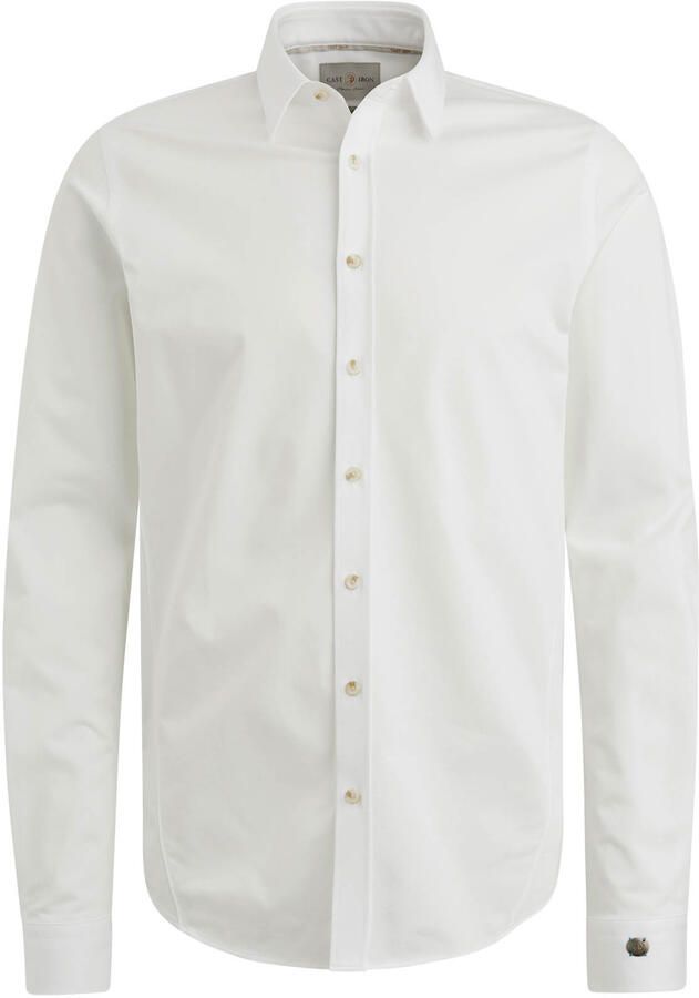 CAST IRON Heren Overhemden Long Sleeve Shirt Twill Jersey 2 Tone Wit - Foto 9