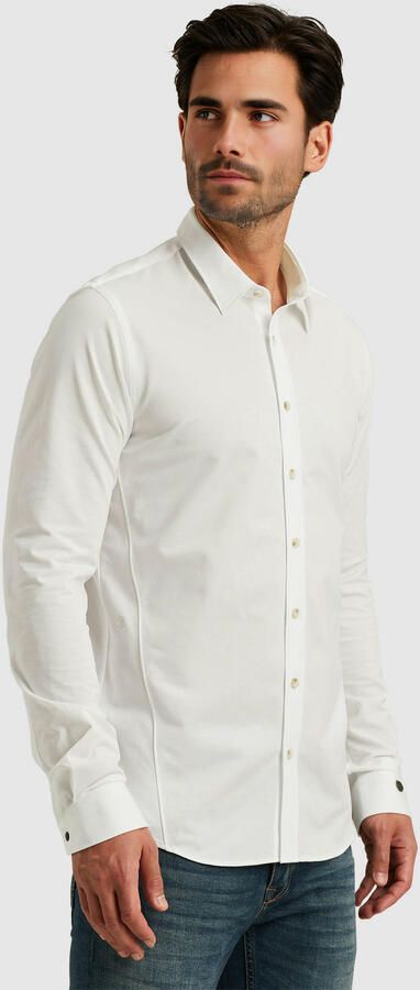 CAST IRON Heren Overhemden Long Sleeve Shirt Twill Jersey 2 Tone Wit - Foto 8