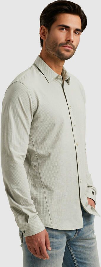 CAST IRON Heren Overhemden Long Sleeve Shirt Tec Dobby Jersey Stripe Groen - Foto 8